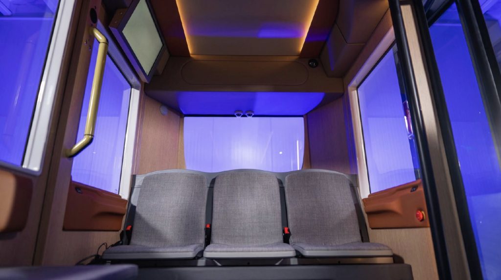 The interior of the MiCa autonomous shuttle. (Credit: Boca Raton CRA)