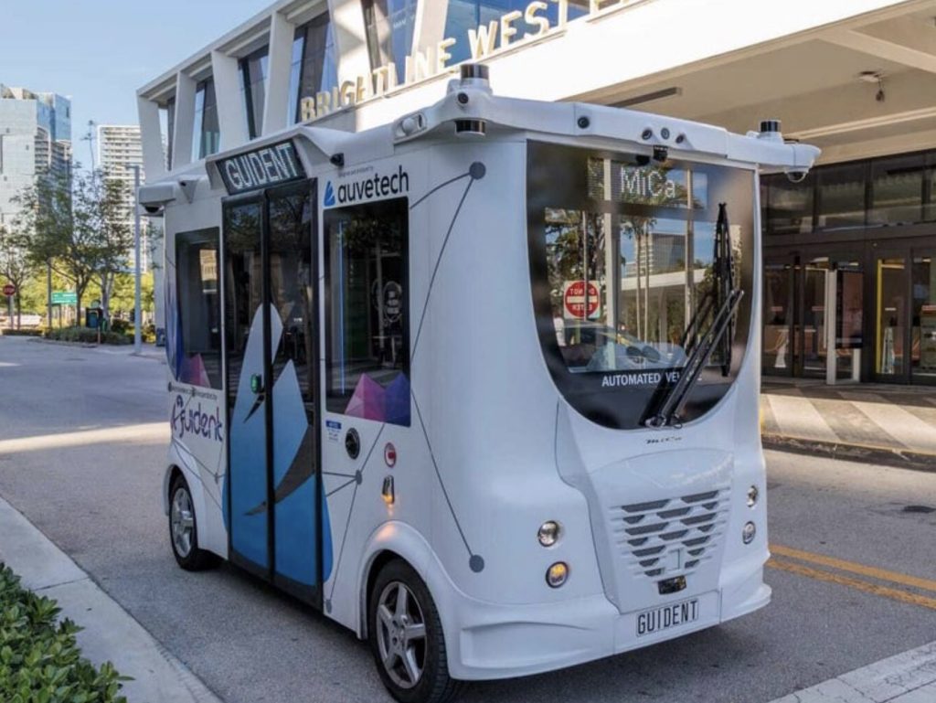 The exterior of the MiCa autonomous shuttle. (Credit: Boca Raton CRA)