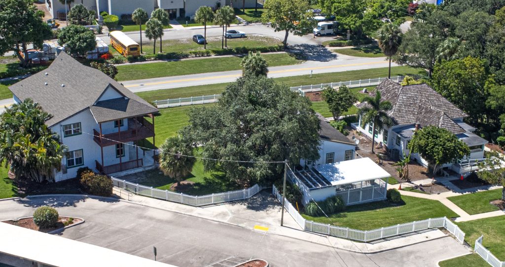 Three historic buildings on Crawford Boulevard in Boca Raton due for relocation, June 2025. (Photo: Boca Daily News)