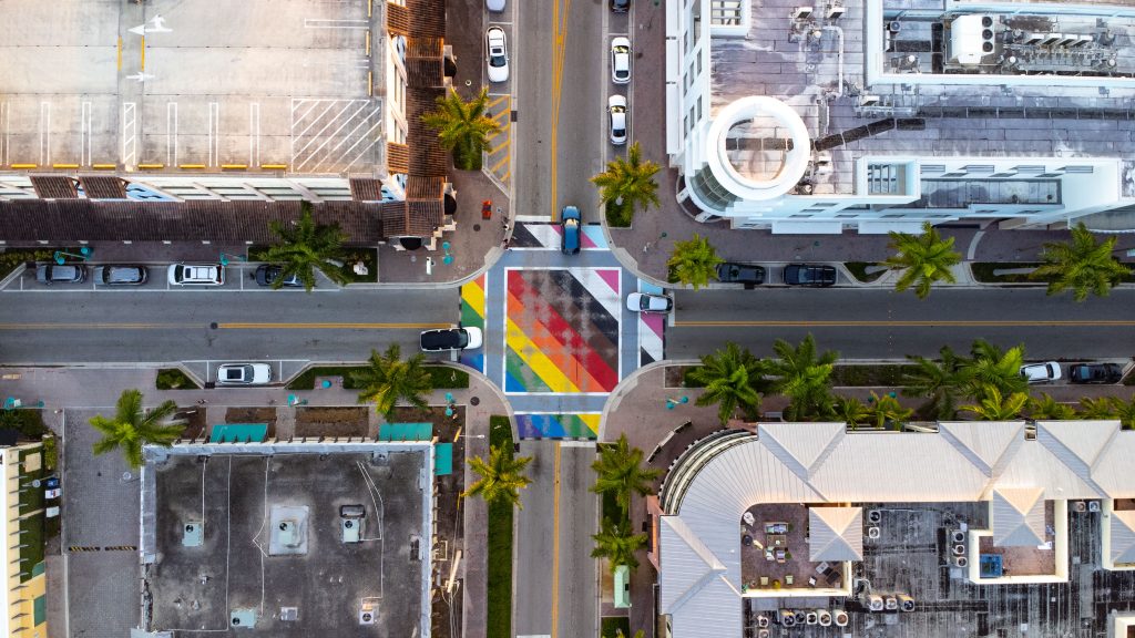 American Social is planning to move into the building at the bottom-left corner of the intersection at Pineapple Grove. (Photo: Boca Daily News)