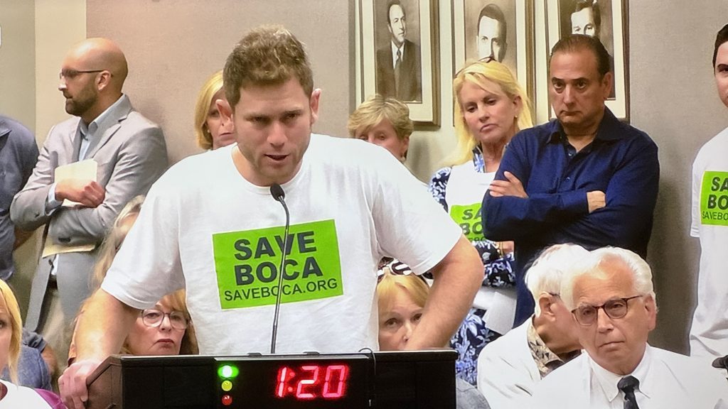 Jon Pearlman, founder of the 'Save Boca' campaign, speaks at the July 15, 2025 city council meeting. (Photo: Boca Daily News)