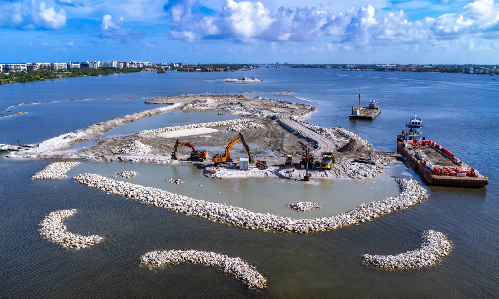 The northern island of Bonefish Cove under construction in Palm Beach County's portion of the ICW, Aug. 2025. (Photo: Boca Daily News)