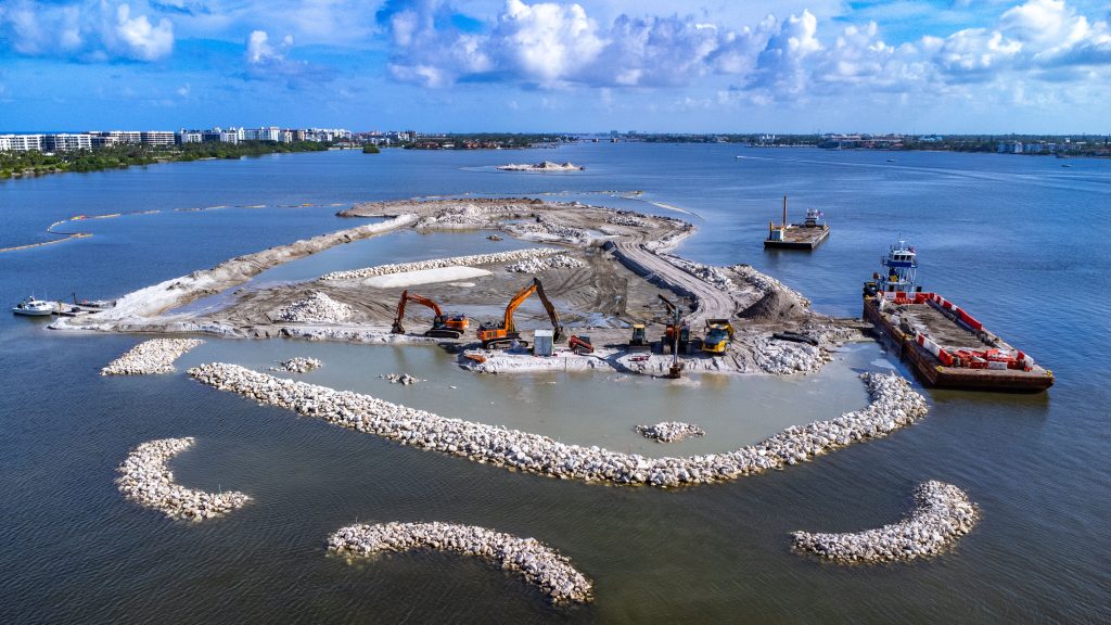 The northern island of Bonefish Cove under construction in Palm Beach County's portion of the ICW, Aug. 2025. (Photo: Boca Daily News)