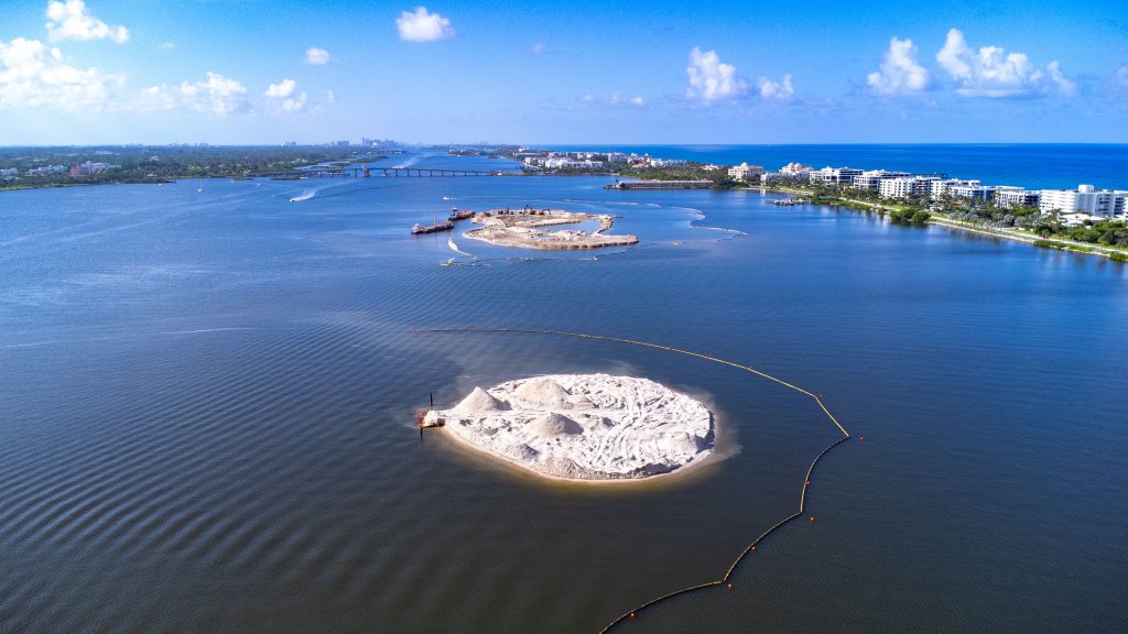 The southern island of Bonefish Cove under construction in Palm Beach County's portion of the ICW, Aug. 2025. (Photo: Boca Daily News)