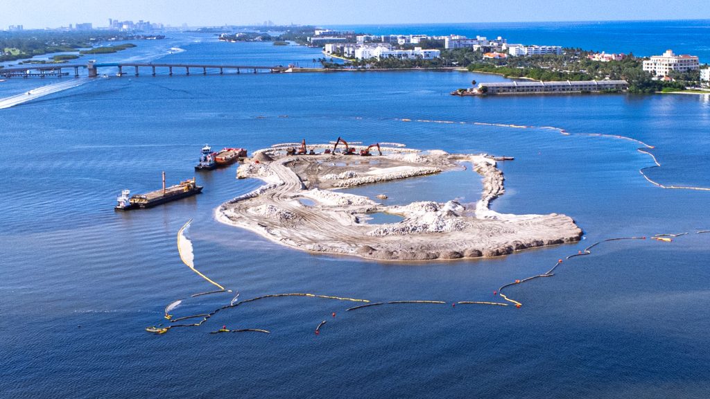 The northern island of Bonefish Cove under construction in Palm Beach County's portion of the ICW, Aug. 2025. (Photo: Boca Daily News)
