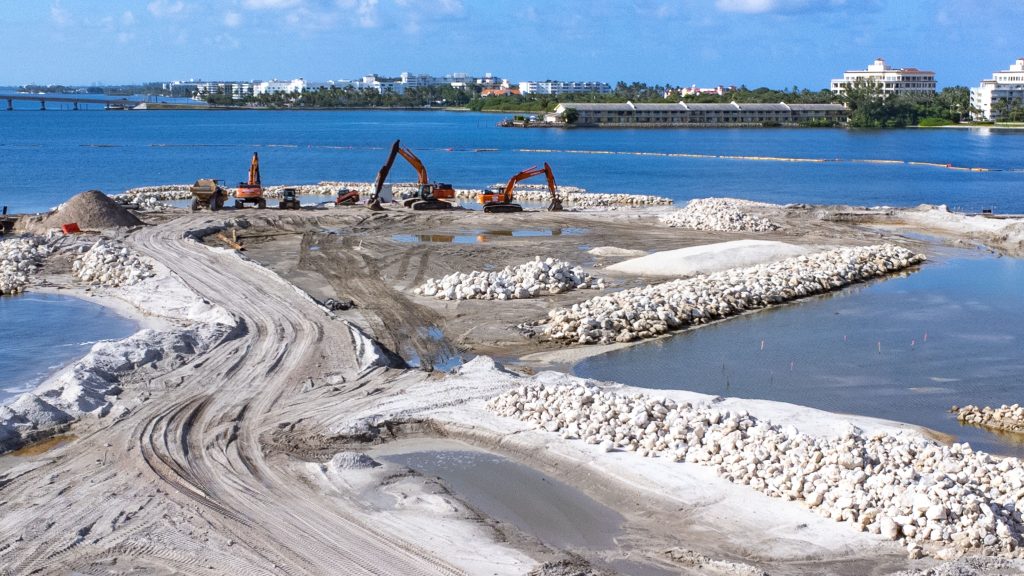 The northern island of Bonefish Cove under construction in Palm Beach County's portion of the ICW, Aug. 2025. (Photo: Boca Daily News)