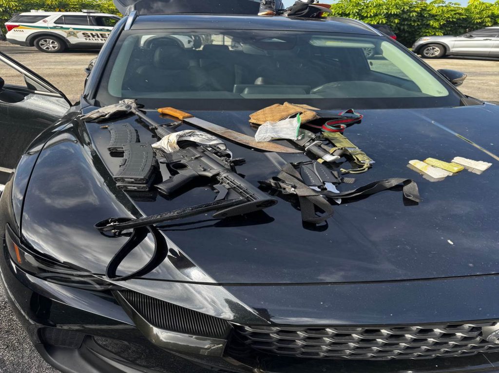 Items found in a car parked in a restricted area at Palm Beach International Airport, Aug. 5, 2025. (Credit: PBSO)