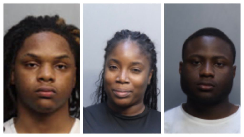 From right: Shartavius A. Dunkley, Anaisha E. Charlot, and Travis B. Smith. (Photos: PBSO)