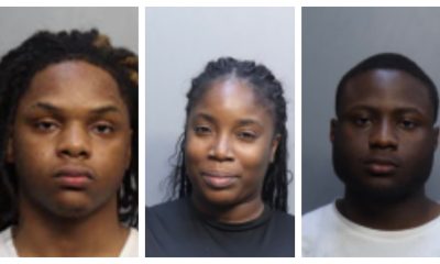 From right: Shartavius A. Dunkley, Anaisha E. Charlot, and Travis B. Smith. (Photos: PBSO)